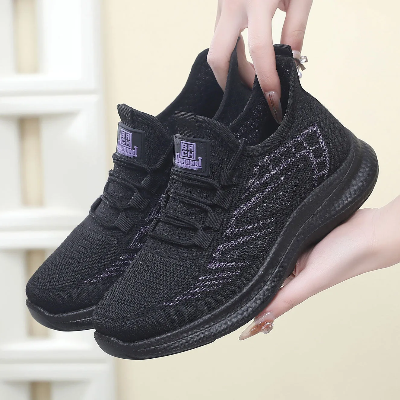 xakxx Sneaker Women's  Spring and Summer New Women's Flying Woven Soft Bottom Light Running Shoes Breathable Non-Slip Comfortable Pumps Women's
