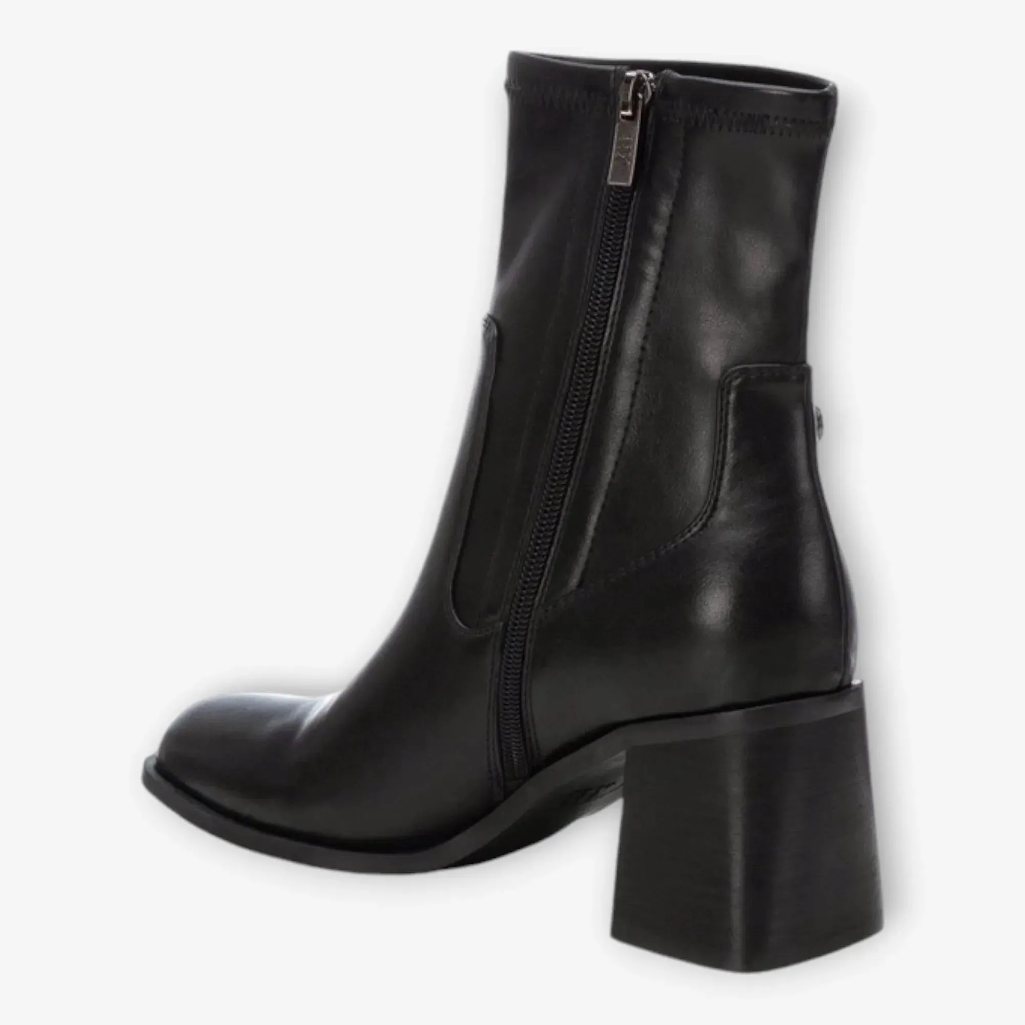 XTI Black Ankle Boots with Block Heel and Square Toe